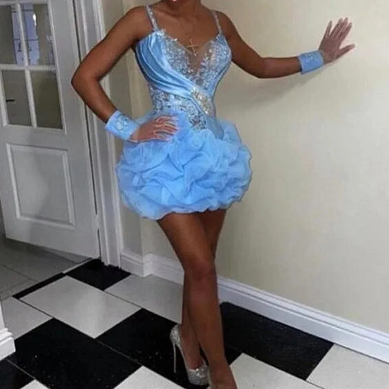 Retro Ball Gown Straps Short Cocktail Dresses Birthday Outfits