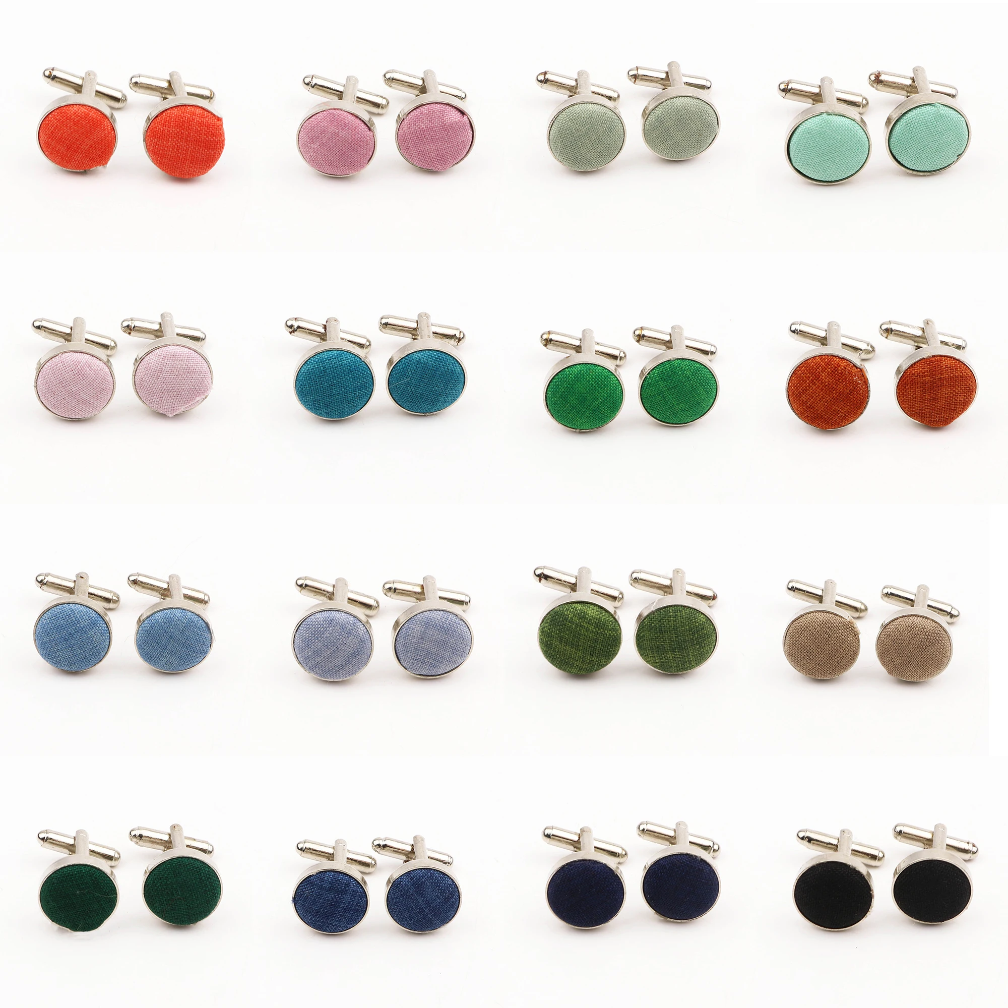 Classic Fashion Solid Cotton Cufflink 25 Color For Mens Sage Green Blue ...