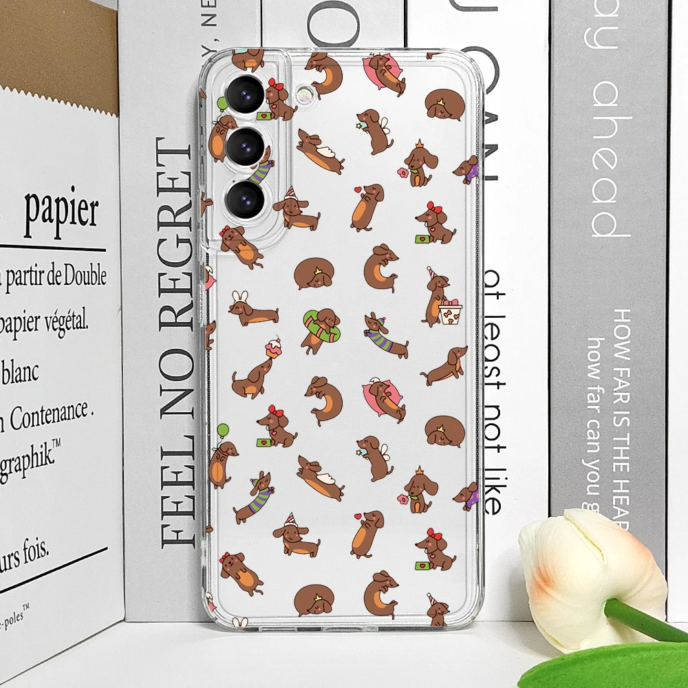 Charming Dachshund Dog Clear Soft Phone Case - Cute Animal Cartoon Design