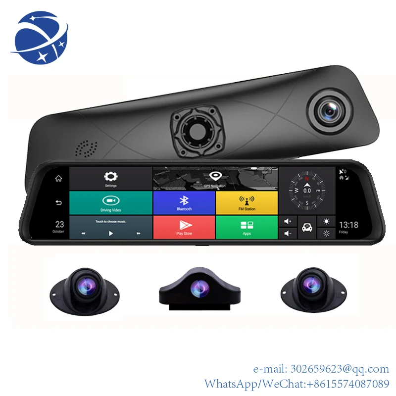 

Yun yi 4 Channel Panoramic 360 Degree 4G Wifi Dashcam 12 inch ADAS Android OS Rearview Mirror GPS Car Dvr Cameras Video Recorder