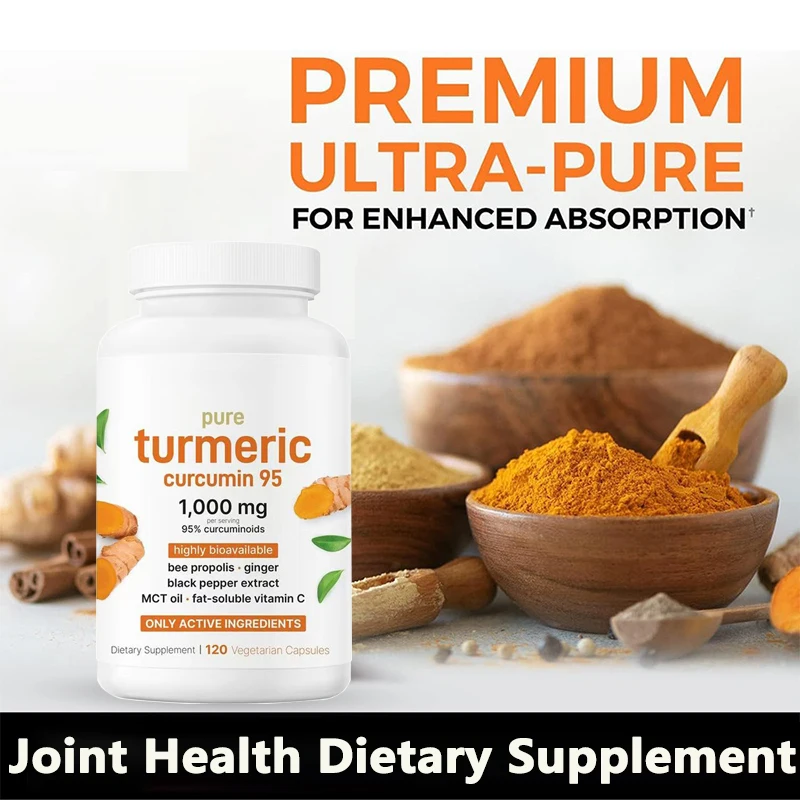 Turmeric Curcumin 1000mg Capsules with Black Pepper&Ginger Organic for Joint, Brain Cognitive & Digestive Health, Antioxidant