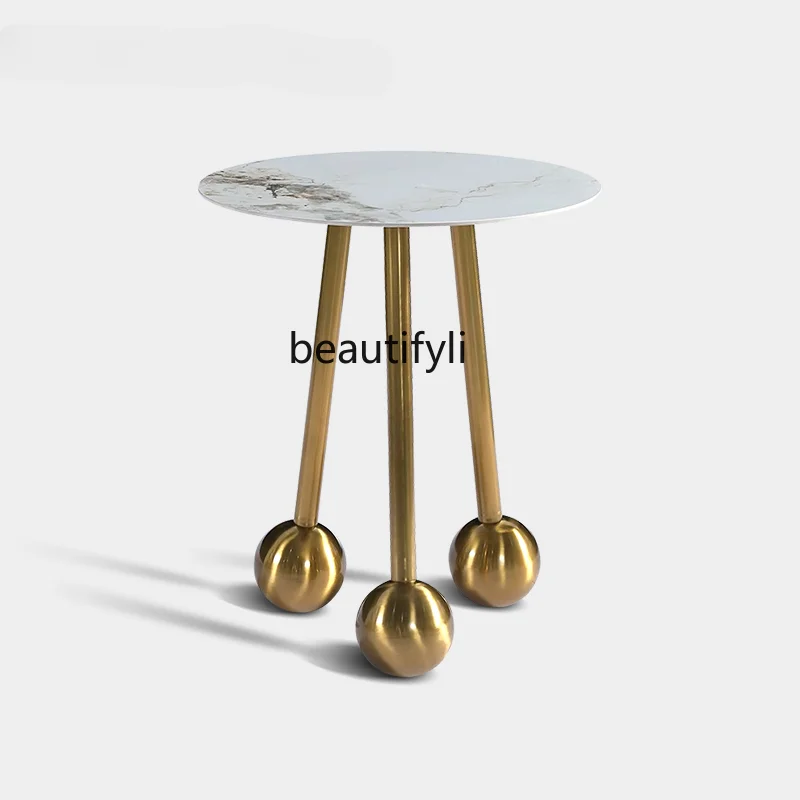 

Light Luxury Stone Plate Corner Table Living Room Small Coffee Table Bedroom Bedside Small Table Negotiating round Table