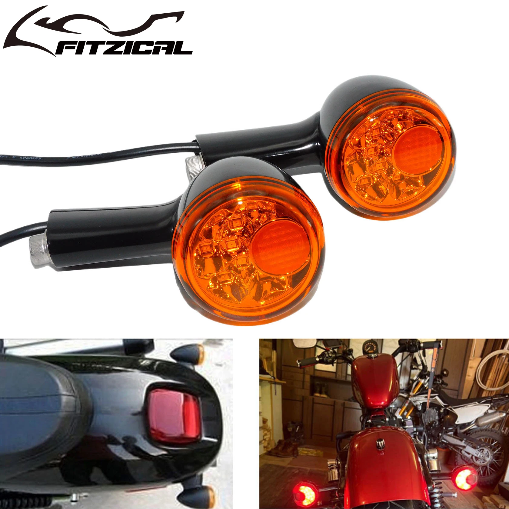 

Motorcycle Aluminum Rear Turn Signals Indicators LED Lights Black For Harley Sportster 883 Iron XL1200 1992-2022