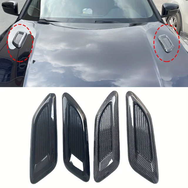Glossy Black Fake Hood Scoop – Universal Car Air Vent Cover, ABS Plastic Exterior Trim Accessory