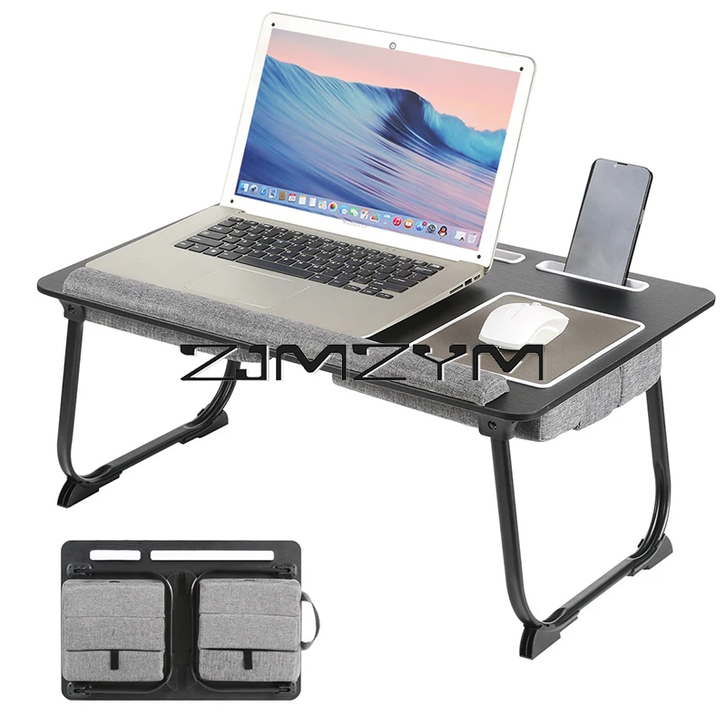 

Foldable Laptop Desk Portable Lap Desk Adjustable Laptop Desk With Wrist Rest, Mouse Pad,Phone Holder Computer Laptop Stand