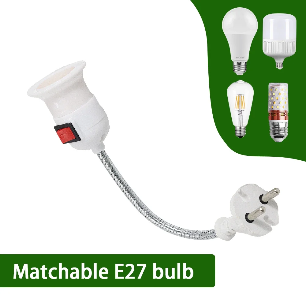 1PC E27 Flexible Extension Converter LED Light Lamp Bulb Extend Adapter Socket Wall Socket Lamp Base Holder Screw EU Plug lamp holder lamp bulb holder socket converter lamp base lamp socket adapter lamp socket extender