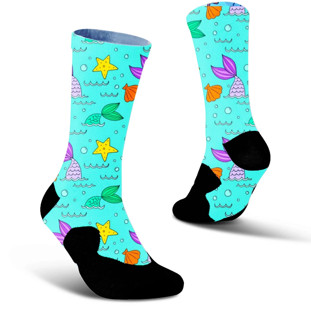 Men Fashion Print Harajuku Cotton Sports Running Socks Neutral Cool Funny Hiphop Casual Pastel Pack Long Tube Set