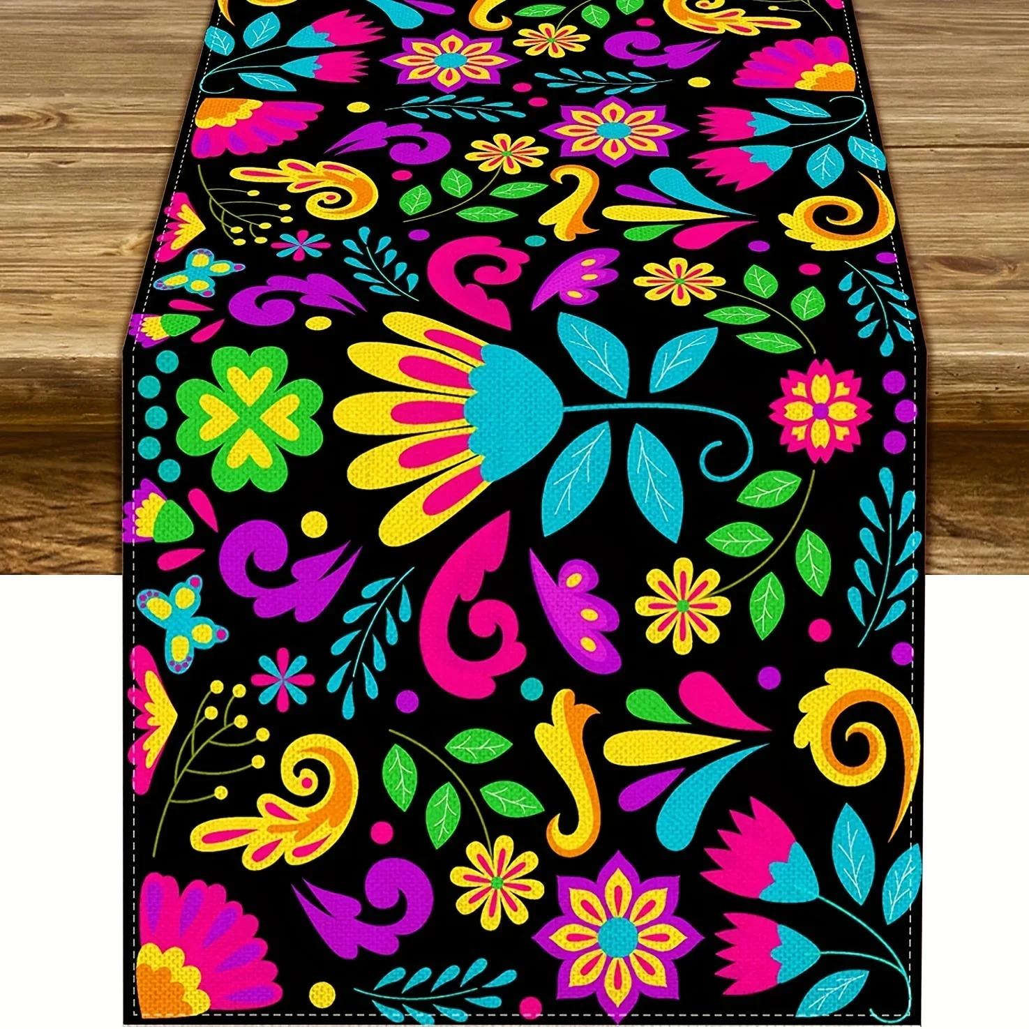 Mexican Day of The Dead Linen Table Runners Table Decor Washable Dining Table Runners Dia De Los Muertos Dining Decorations