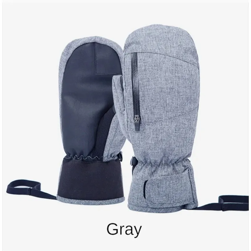 

Men Women Winter Skiing Snowboarding Can Touch Screen Waterproof Thermal Thick Snow Gloves Snowmobile Mittens Black White Gray