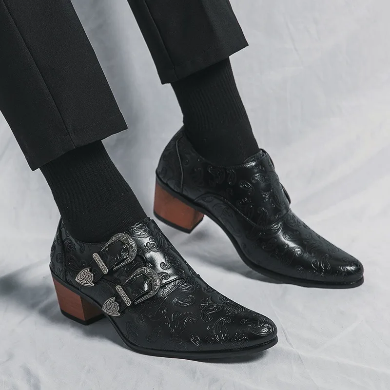 Men&rsquo;s Wedding Shoes Fashion Slim Fit Pointed High Heel Pullover Shoes Breathable Leather Classic Vintage Men&rsquo;s Dress Shoe