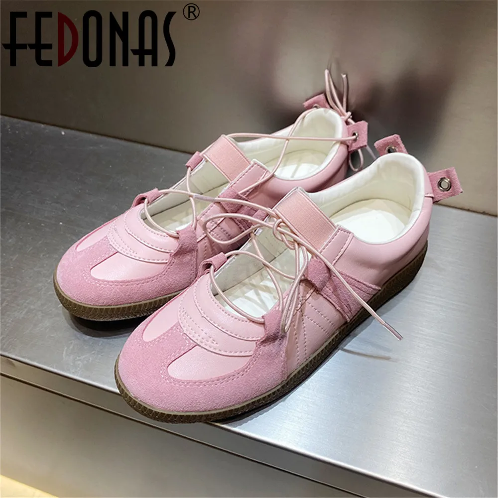 

FEDONAS Genuine Leather Sneakers For Women Breathable Soft Round Toe Casual Shoes Woman Sport Fashion Flats Sneakers