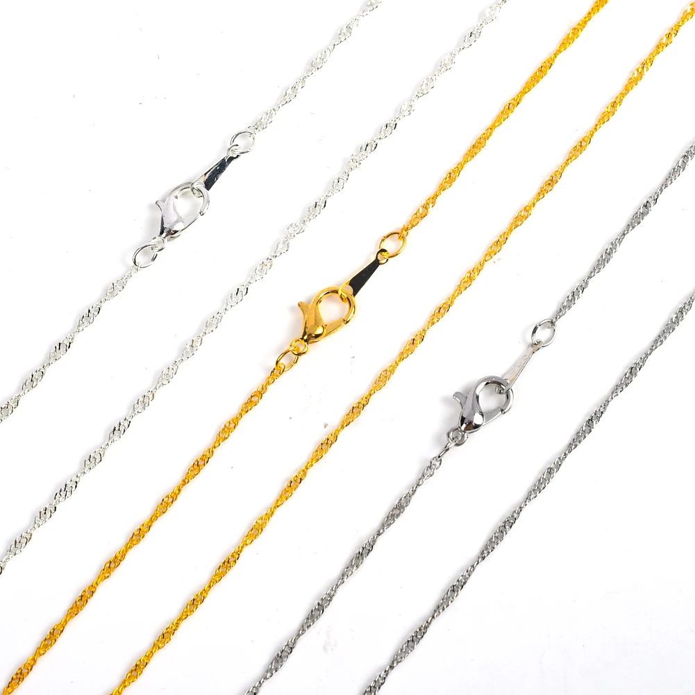 12Pcs/Lot Gold Silver Color 40cm Flat Cross O-Chains For Women Simple Necklace Jewelry
