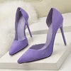 2025 New Woman Pumps Suede High Heels Ladies Pointed Toe Office Stiletto Women Shoes Party Heels 10 cm Hollow Female Shoes Sexy 1