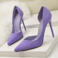 2025 New Woman Pumps Suede High Heels Ladies Pointed Toe Office Stiletto Women Shoes Party Heels 10 cm Hollow Female Shoes Sexy 1