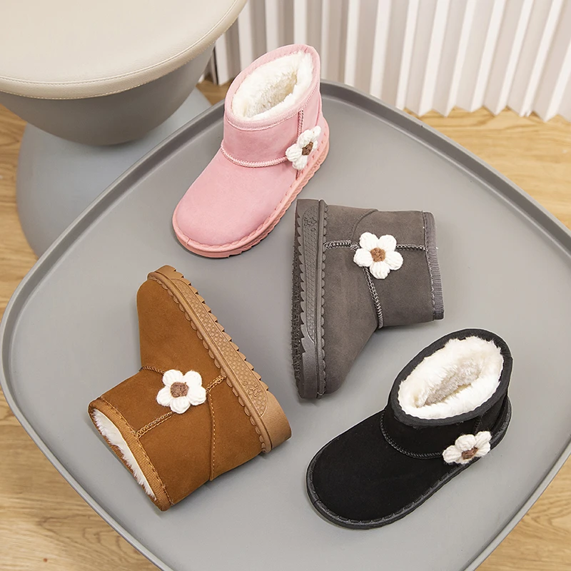 Girls Cotton Winter Snow Boots Warm Plush Ankle Boots