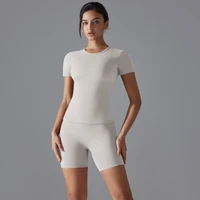 Yoga Set Women Sports Short Sleeve Top With High Waist Leggings Running Jogging Workout Workout Clothes Sports Fitness Gym Sets - Image 4