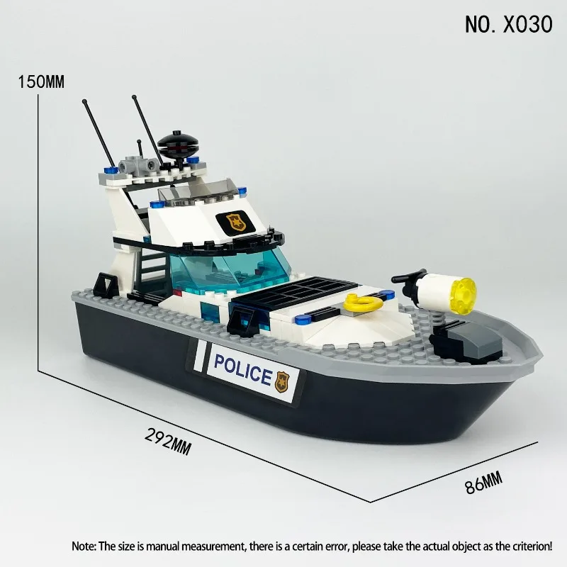 Five Kinds of Building Block Boat Toys, Coast Guard Tomahawk Boat, City, Police Patrol, Boat, Children's Granular Brick Toys. - 3