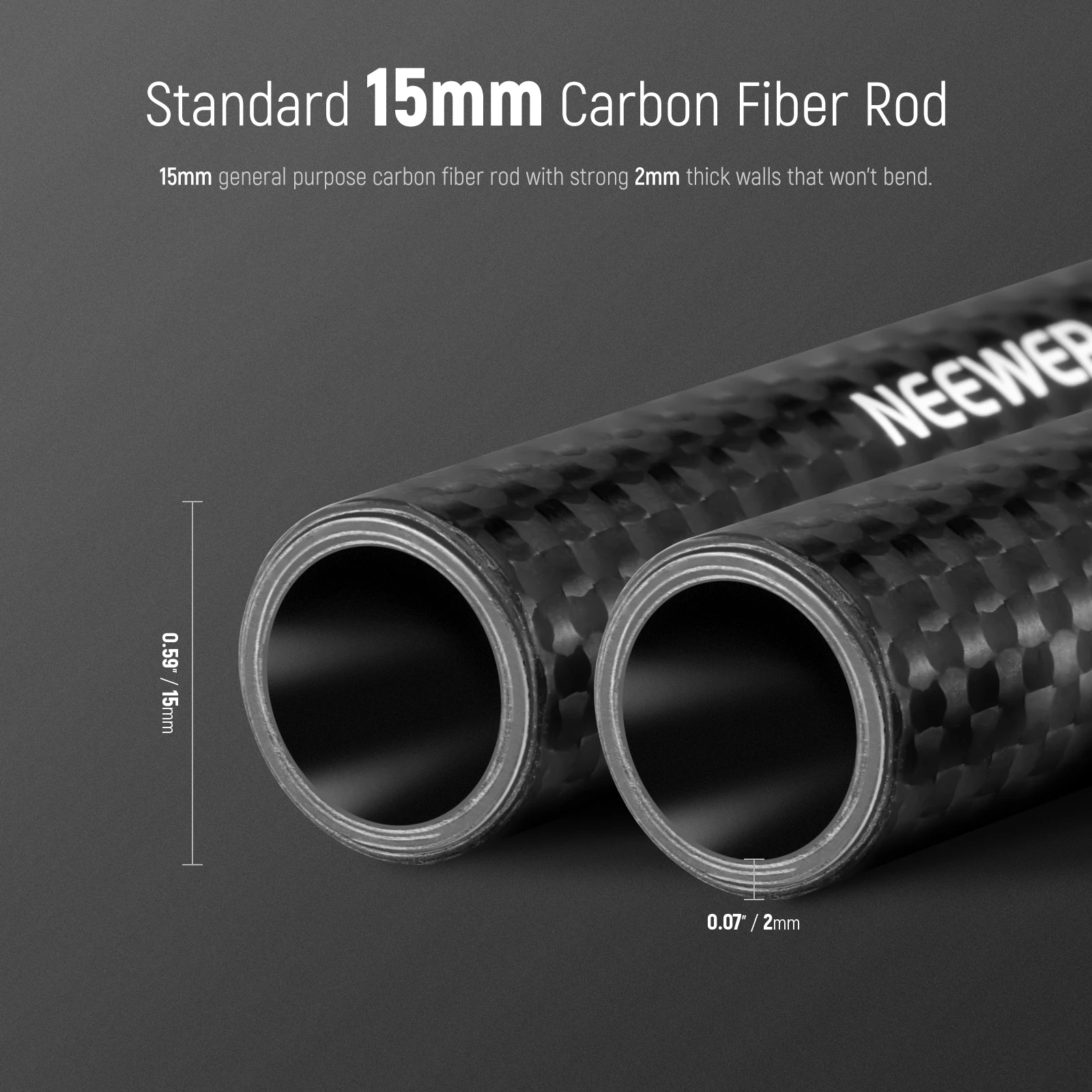 Description Picture 3 of itemNEEWER 15mm Carbon Fiber Extension Rods 30cm/40cm Compatible with SmallRig Compatible with Tilta 15mm Rod Rail Support System