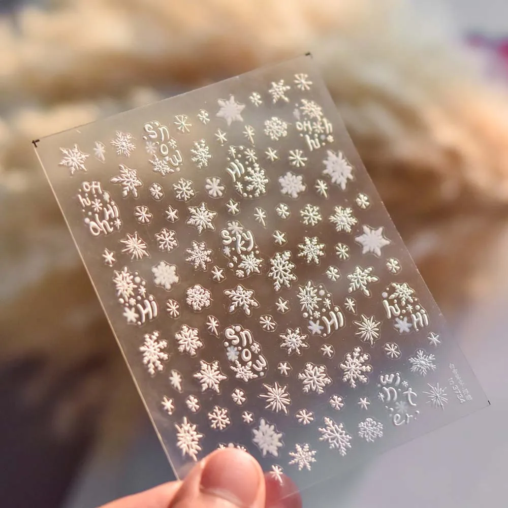 Nail Accessories Christmas Snowflake Nail Sticker 5D Bronzing Diamond Shell Light Christmas Diamond Nail Decal New Year