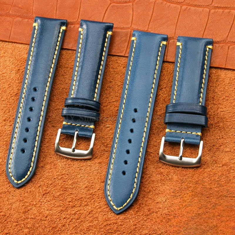 

22mm 23mm Genuine Leather Strap for Seiko for Citizen Watch Strap Blue Angle JY8037 JY8031 CB5848 8040 Replacement Cowhide Band