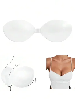 1 Pair Invisible Strapless Silicone Push-Up Bra, Suitable For Backless Dresses 1