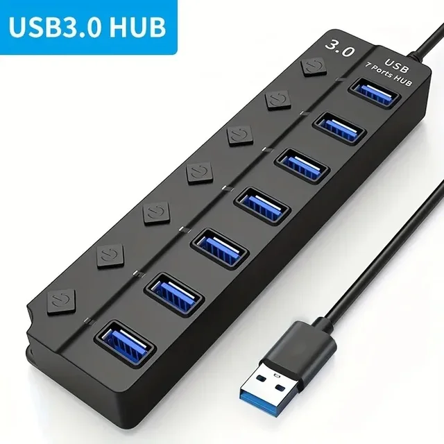 4/7-Port USB 3.0 Hub with LED Indicator Independent Switch Control for Laptop Flash Drive Hard Disk Printer Camera Keyboard - Image 2