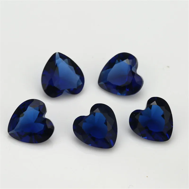 크기 3x3mm 12x12mm 하트 컷 느슨한 유리 스톤 바다 블루 로즈 레드 그린 화이트 블랙 가닛 컬러 합성 보석 비즈 쥬얼리