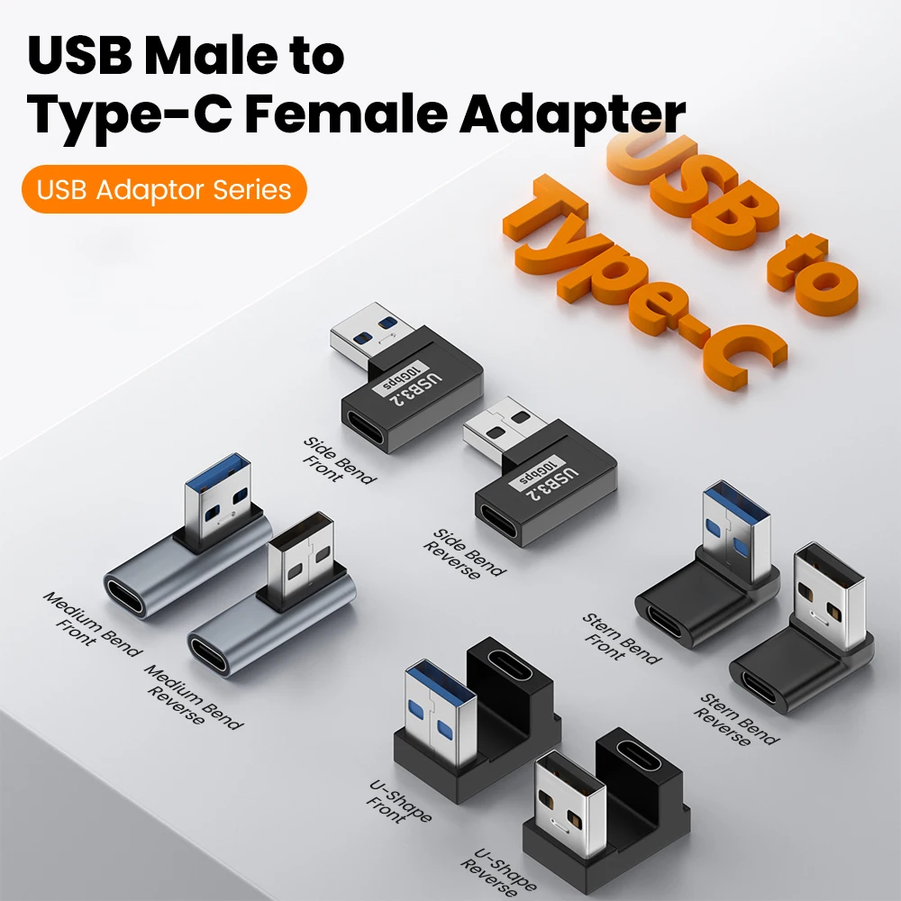 90 Degree USB 3.2 Male to Female Right Angle Extension Adapter 10Gbps For Laptop PC Connector Converter usb to type c adapter type c adapter