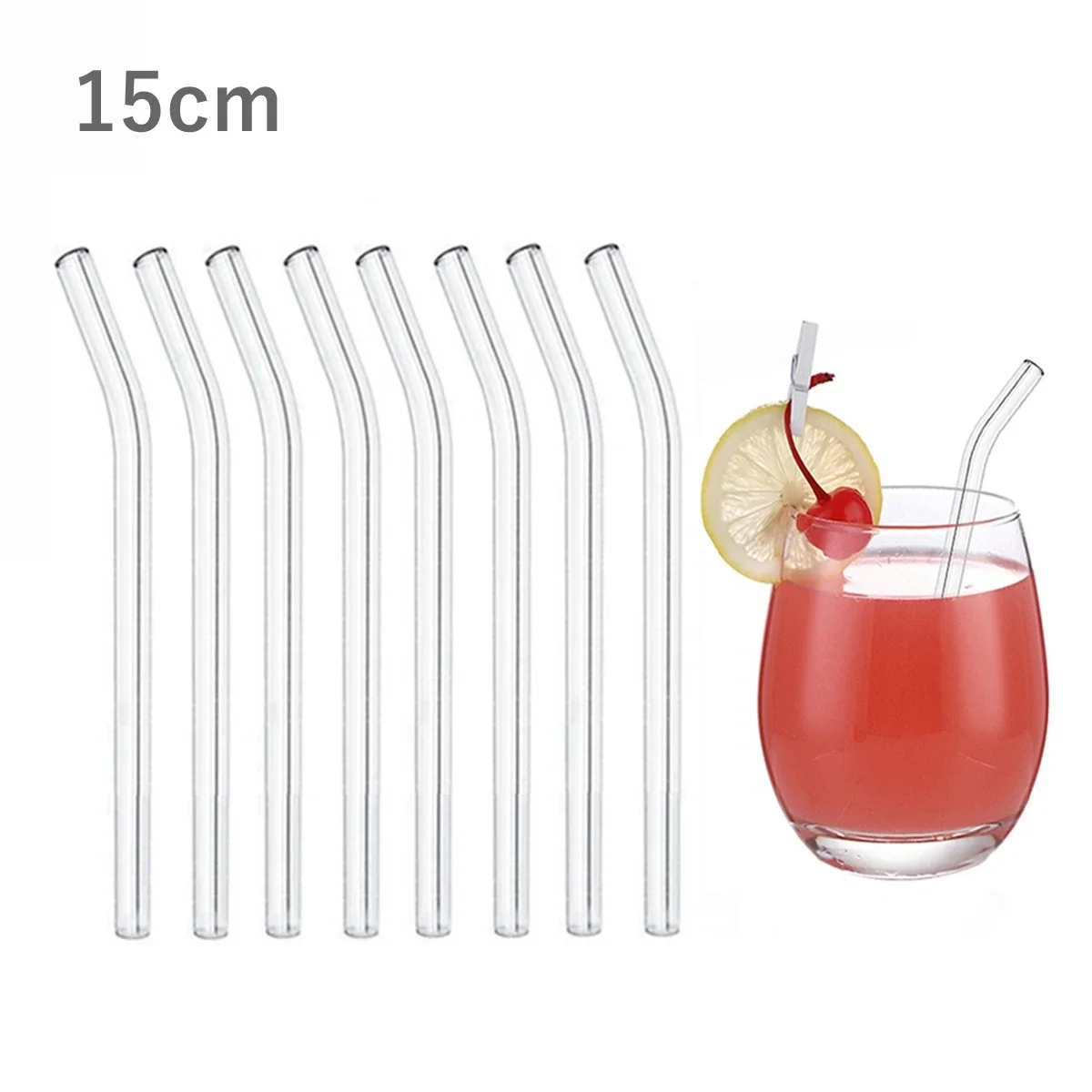 8Pcs15cmShortGlassStrawsEcoFriendlyReusableDrinkingStraws