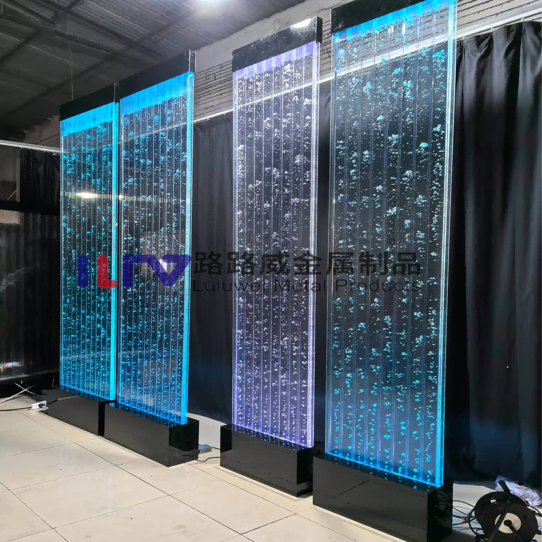 맞춤형 실내 아크릴 스크린 워터 커튼 월 폭포 버블 분수 패널