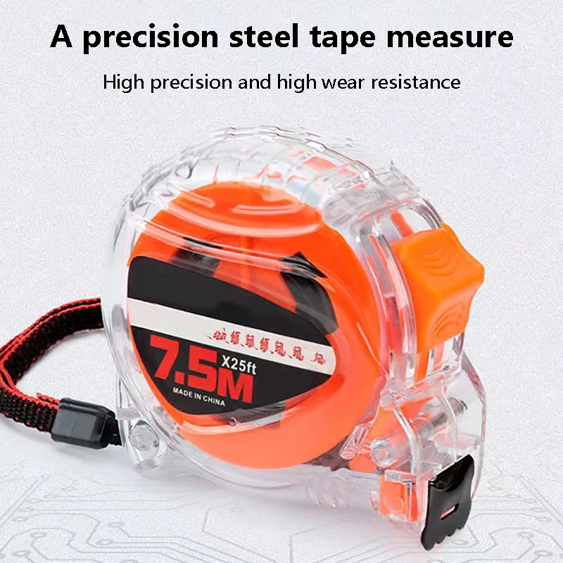 Precise Clear Steel Tape Measure Metric Tape Ruler Auto Lock