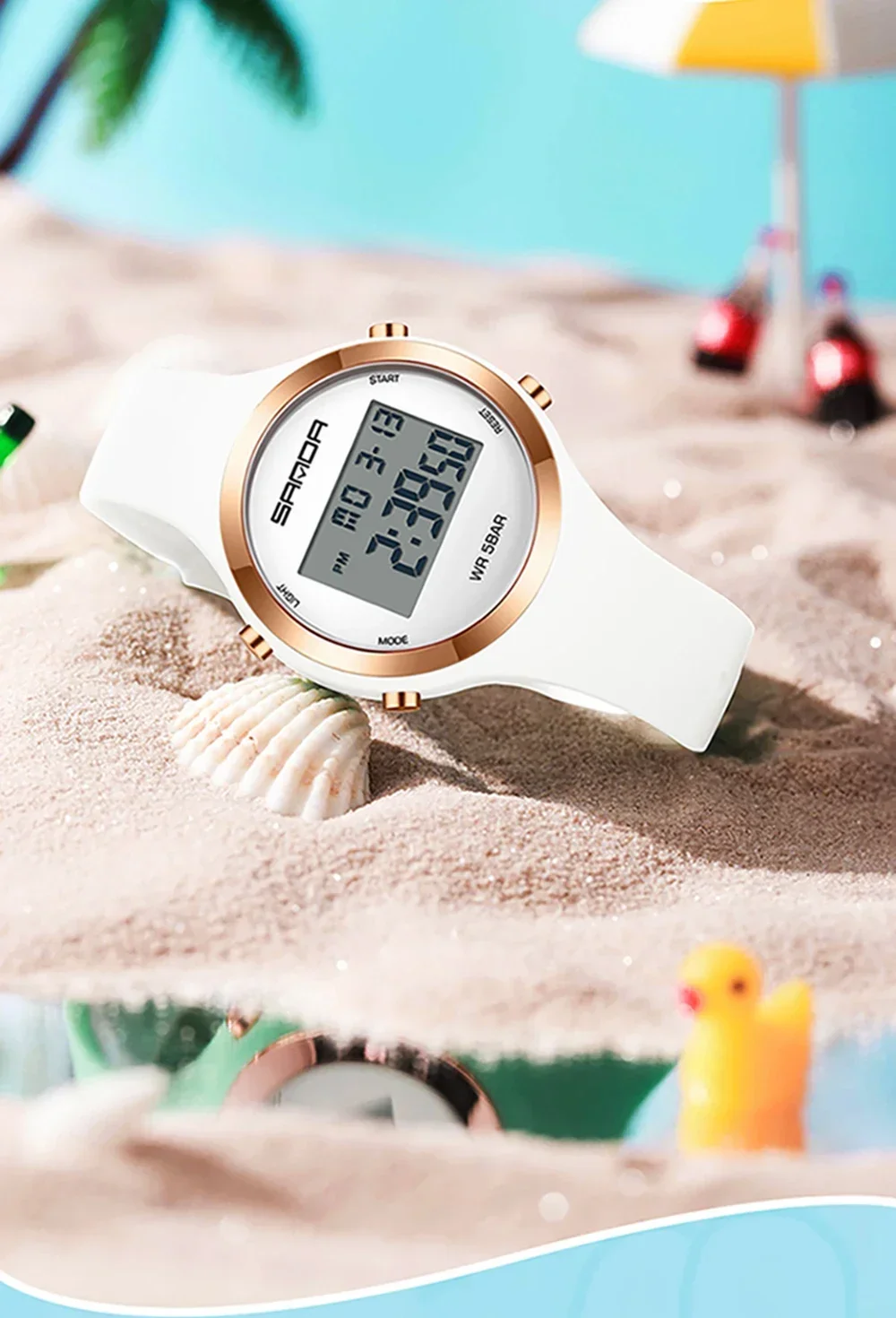 SANDA 2147 Montre numérique élégante et étanche pour femmes, chronographe LED, montre-bracelet de sport pour femmes, cadeau pour garçons et filles_voghion.com