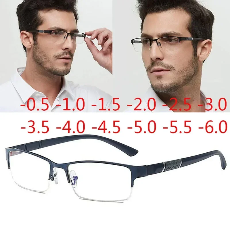 Myopia Glasses Half Metal Frame Unisex 0 -1 -1.5 -2 -2.5 -3 -4 -5 -6 Finished Products Number Degrees