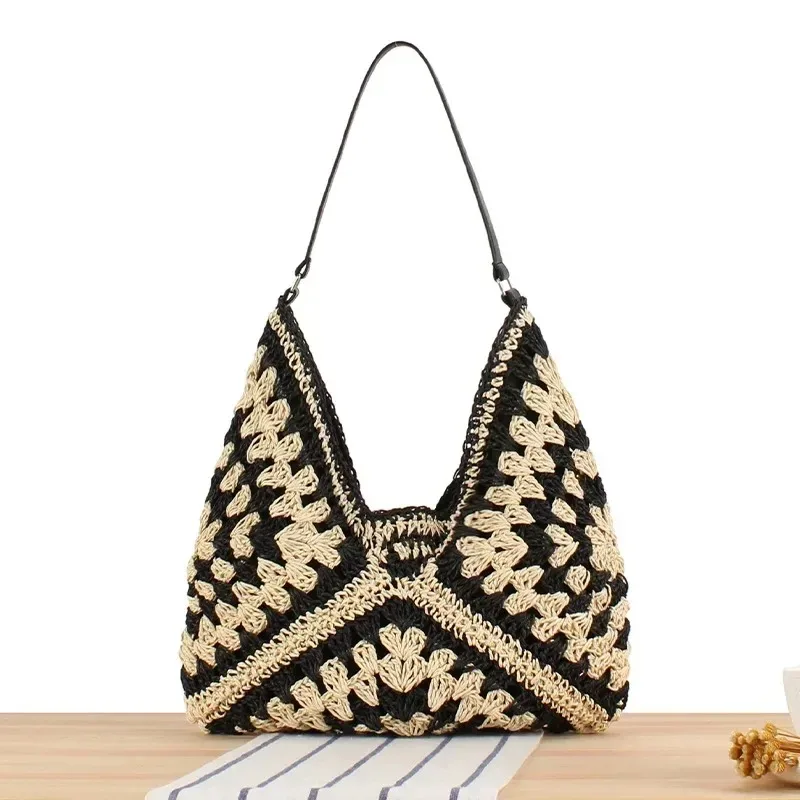 Women Weaving Clutches Top-handle Bag Large Portable