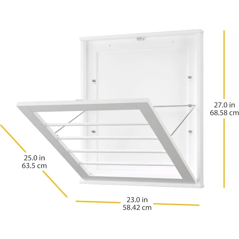 Whitmor MDF, Wood, Steel Wall Mounted Drying Rack for Storage, White 5