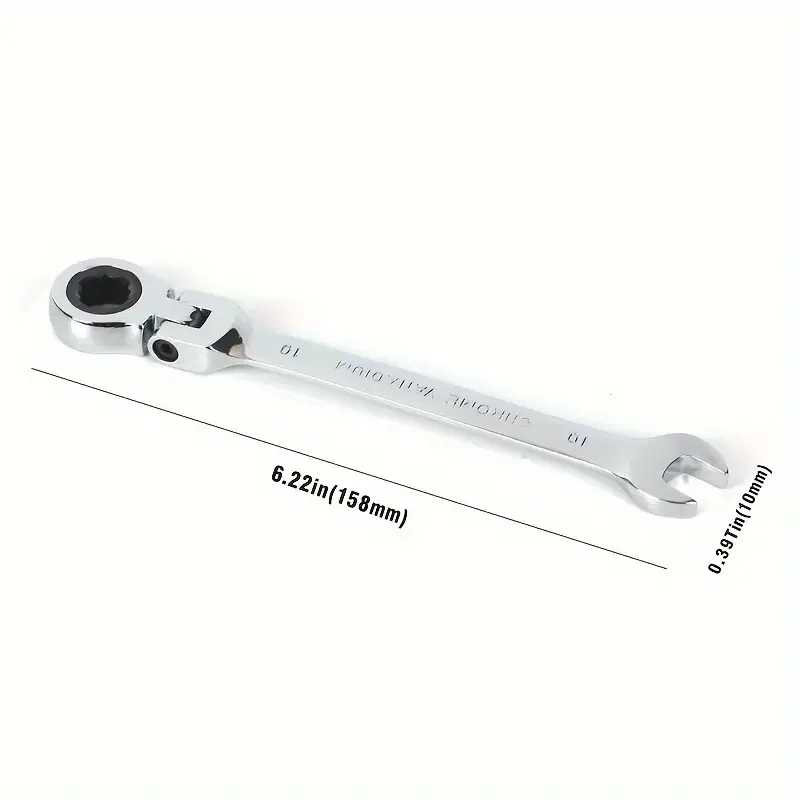 Ratchet Wrench of Keys Spanner Set Hand Tool 72-Tooth Ratcheting Flexible Head Mirror Finish Ratchet Wrench 10mm 6