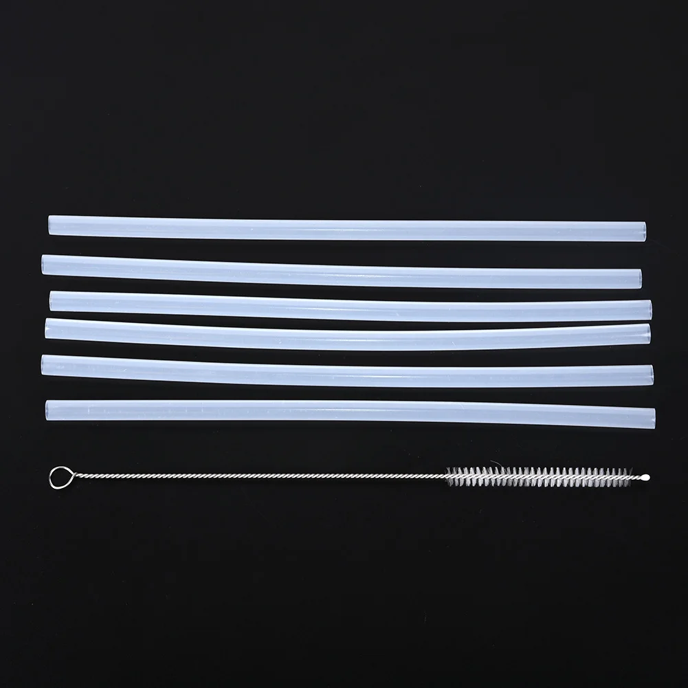 Outdoor Riding Straw Accessories Replacement 6x Straws +1x Cleaning Brush Set 1 Set for Hydro Flask Wide Mouth Bottle