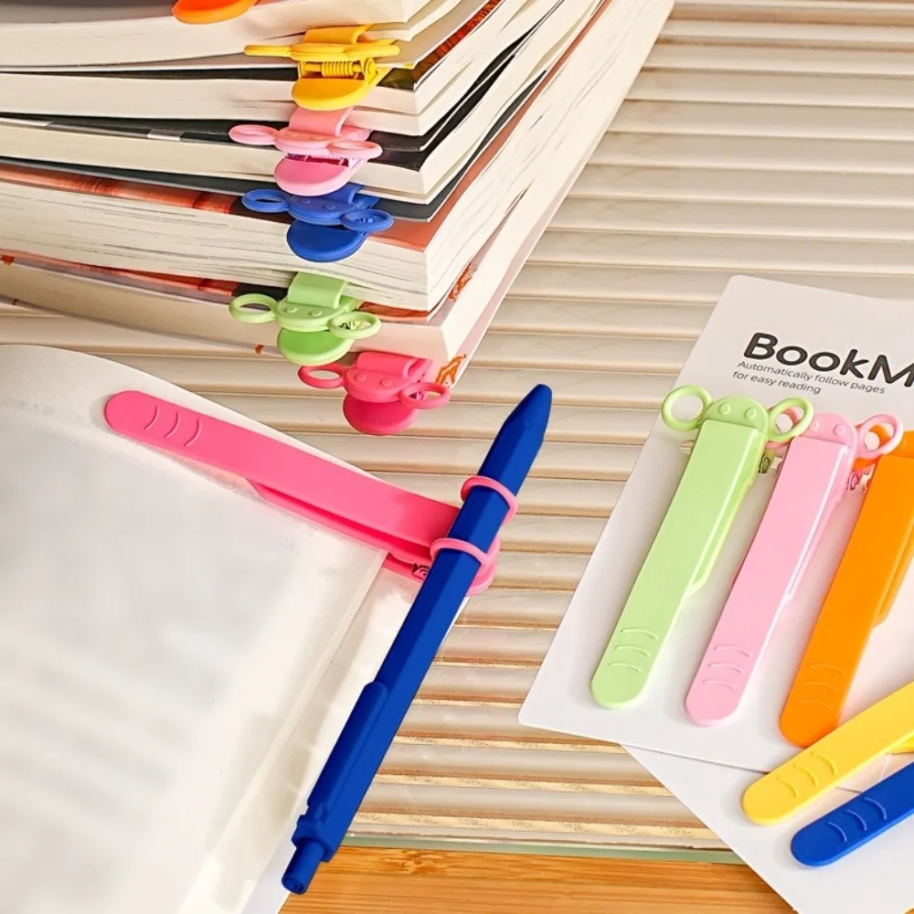 Soft Silicone Bookmark Clip Color Page Divider Creative Bookmark Buckle Automatically Follow School Office Supplies silicone bookmark,silicone book page holder
