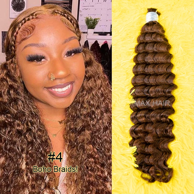 Bulk Human Hair Deep Wave For Braiding Color Mixed Double Drawn Curly Bulk Human Hair No Weft Bundles For Boho Knotless Braids