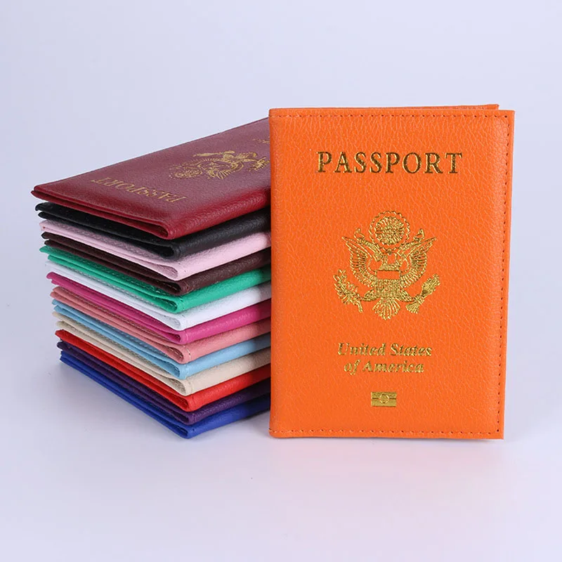 

Personalised Leather USA Passport Cover Customized Travel Passport Holder American Wallet Covers for Passports Girls America