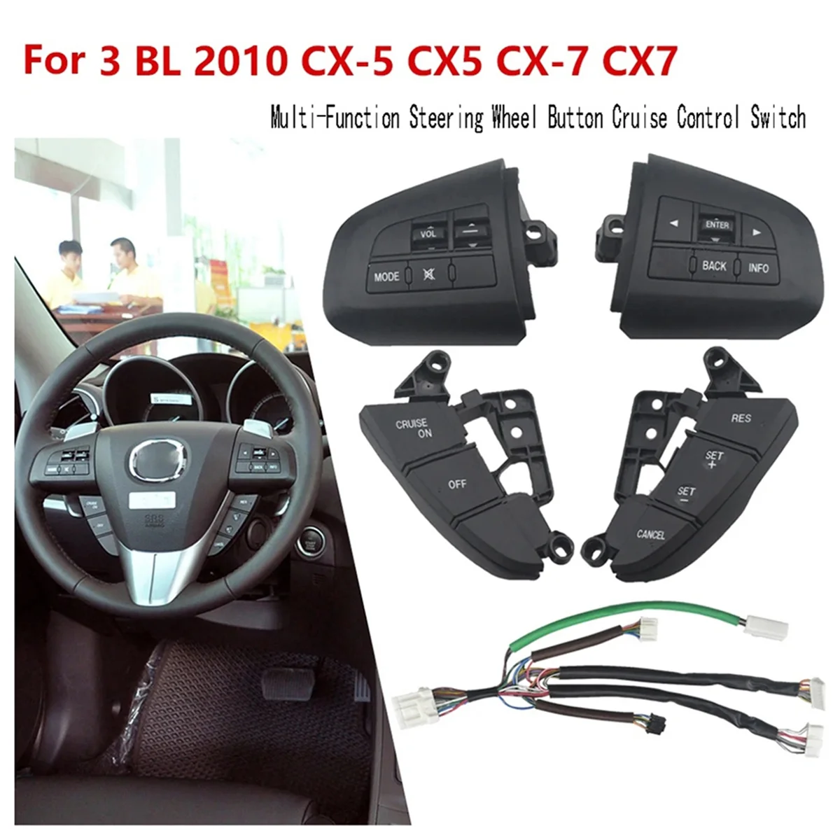 A42R-Multi-Function Steering Wheel Button Cruise Control Switch for ...