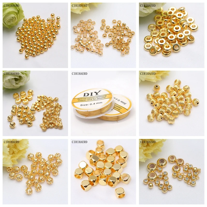 20pcs Gold Filigree Beads 15mm Round Lightweight Hollow Beads Metal Spacer Beads