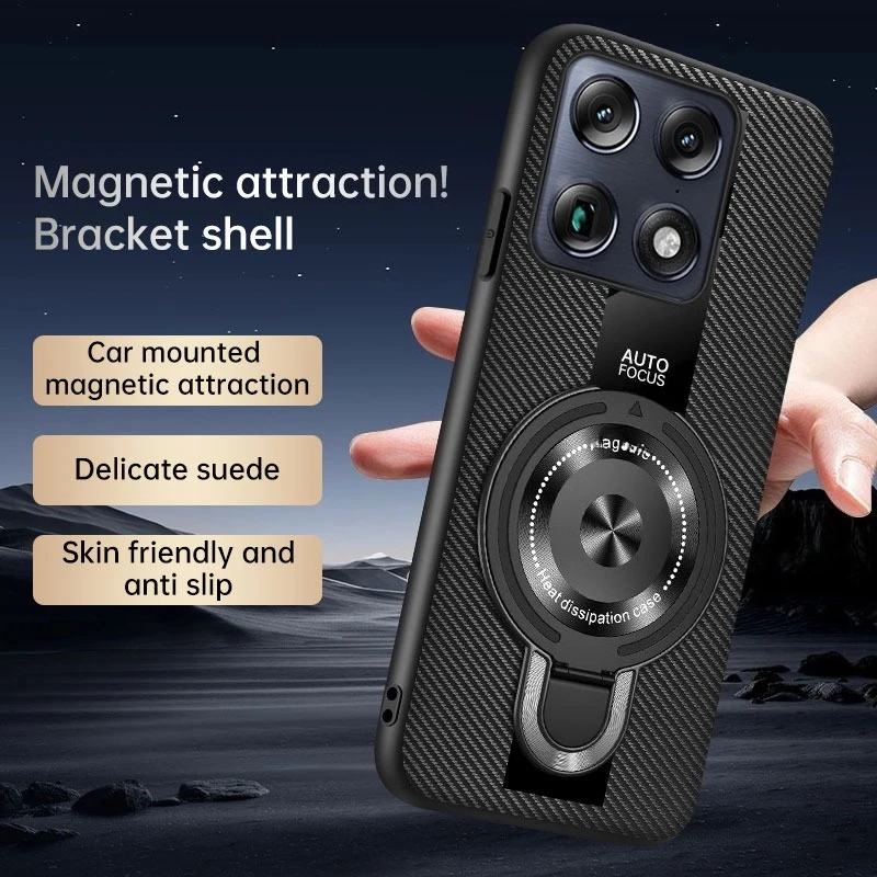 Luxury Leather Magnetic Stand Case for Smartphones - Skin-Friendly U-Shaped Cover