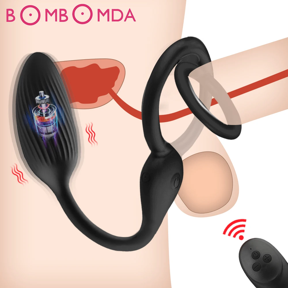 Anal Vibras Dildo Vibrating Male Prostate Massager Delay Ejaculation Double Ring Butt Plug Toys for Men G_voghion.com
