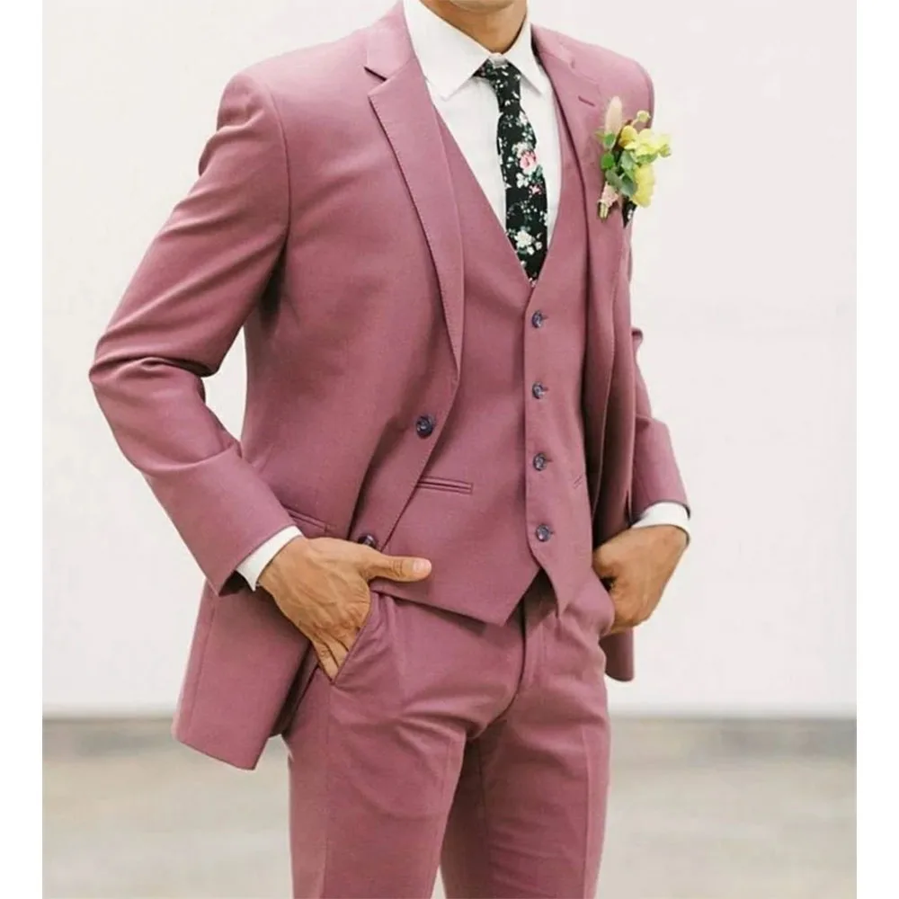 

Luxury Blazer Men's Suits Solid Color Formal Prom Party Terno Single Breasted Notch Lapel Slim Fit 3 Piece Jacket Pants Vest Set