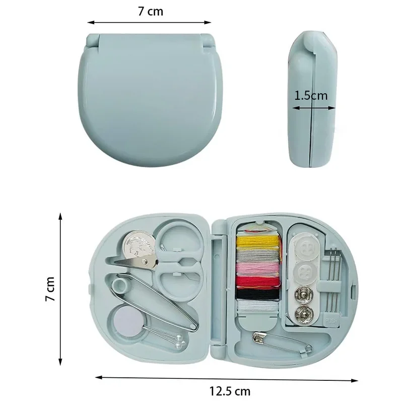 1set Buttons Pins Storage Boxes Sewing Box Household Portable Travel Mini Sewing Kit Scissor Thimble Needle Threads Box Set