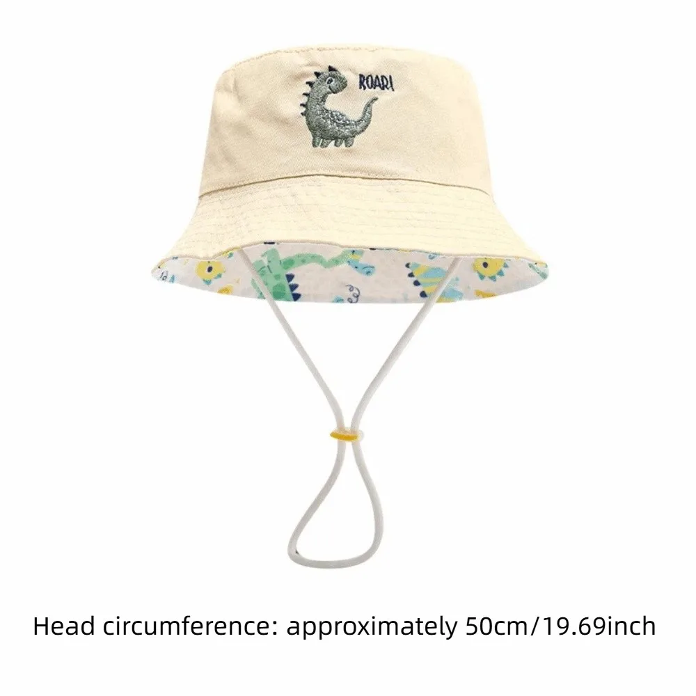 Cartoon Dinosaur Children Fisherman Hat Embroidery Sunscreen Bucket Hat Windproof Wide Brim Baby Capybara Sun Cap Toddler