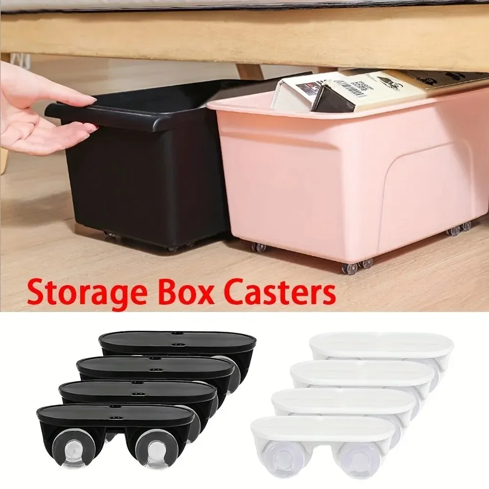4pcs Sticky Swivel Pulleys Swivel Wheels for The Bottoms of Storage Boxes Organizers and Bins Universal Silent No Scratches