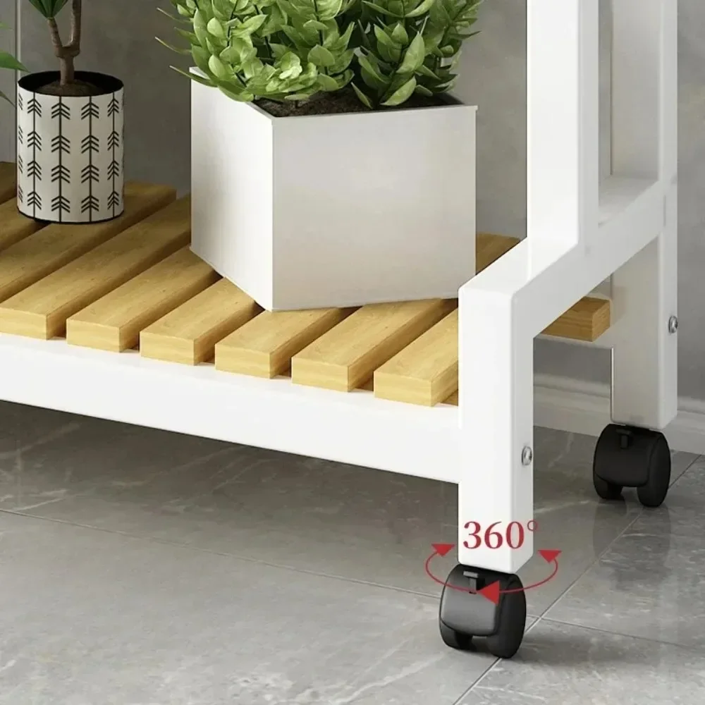 Multi-Layer Flower Rack Metal Plant Stand Storage Racks with Wheel for Indoor And Outdoor Balcony Living Room