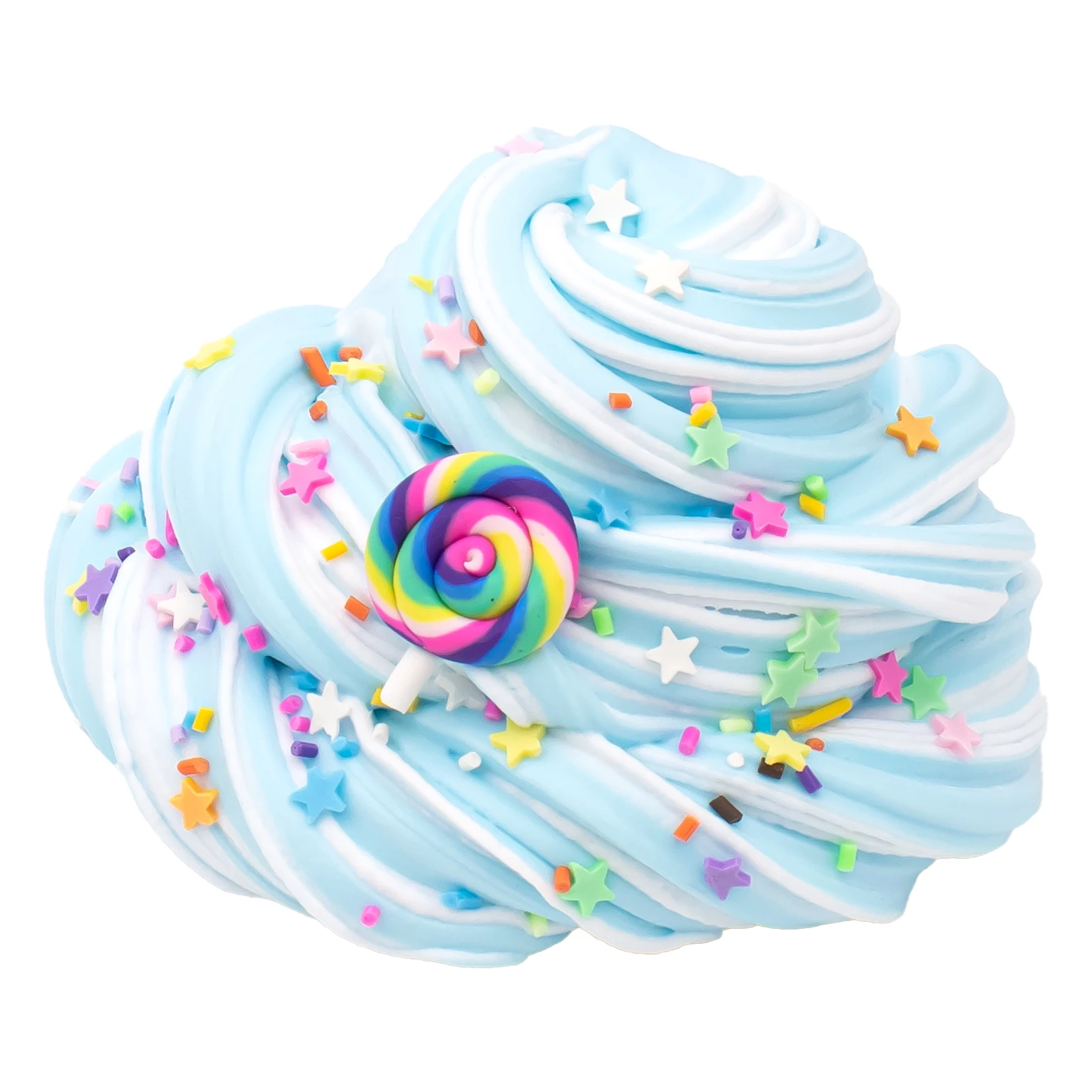 Mixed Butter Slime Kit Fluffy Putty, Watermelon Lollipop Charms for Kids, Stretchy Non-Sticky Stress Relief Toy for Boys Girls 4
